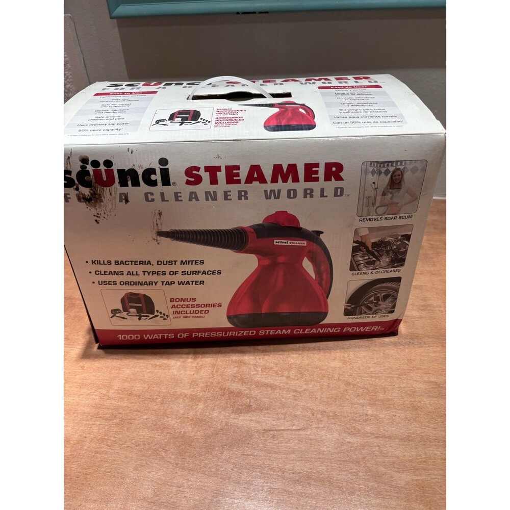 Scunci Steamer SS-1000 Hand Held Steam Cleaner w/ Attachments & Carry Bag